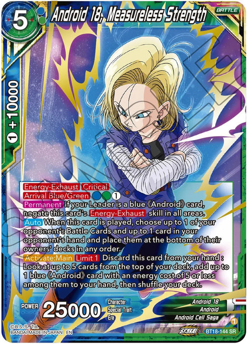 Android 18, Measureless Strength (BT18-144) [Dawn of the Z-Legends] - for just $0.90! 