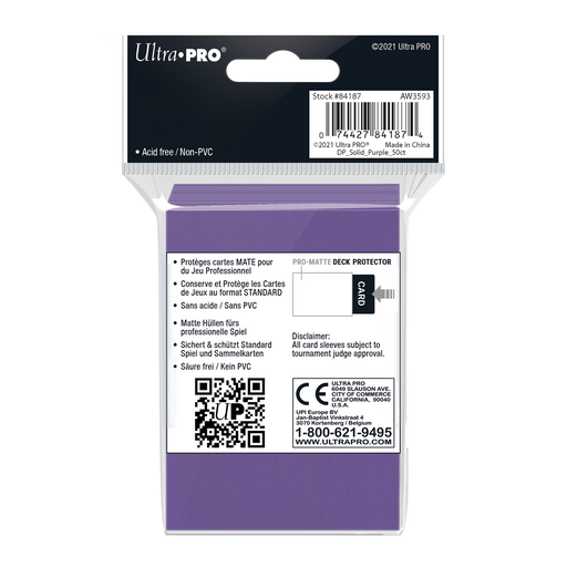 Ultra PRO: Standard 50ct Sleeves - PRO-Matte (Purple) - Just $0! Shop now at Retro Gaming of Denver