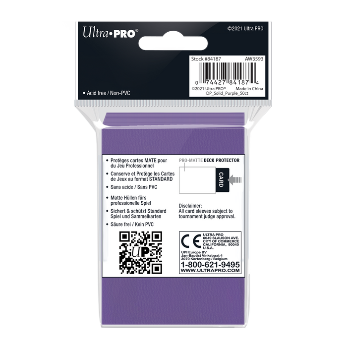 Ultra PRO: Standard 50ct Sleeves - PRO-Matte (Purple) - Just $0! Shop now at Retro Gaming of Denver