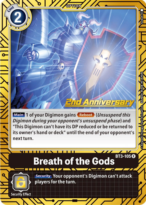 Breath of the Gods [BT3-105] (2nd Anniversary Card Set) [Release Special Booster Promos] - Just $1.45! Shop now at Retro Gaming of Denver