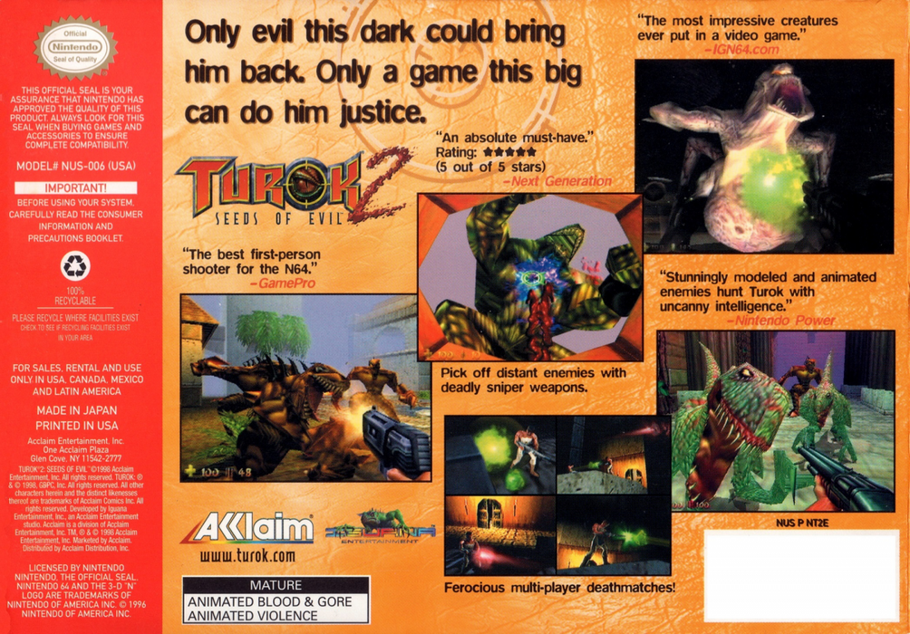 Turok 2: Seeds of Evil [Black Cart] – Nintendo 64 (N64) - for just $12.99! 