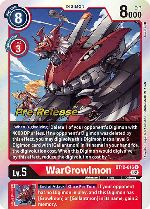 WarGrowlmon [BT12-016] [Across Time Pre-Release Cards] - Just $0.30! Shop now at Retro Gaming of Denver