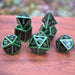 Elder Runes Black And Green Metal Dice Set - Just $39.99! Shop now at Retro Gaming of Denver