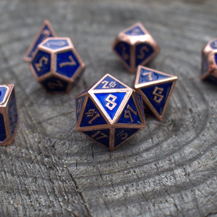 Elder Runes Cobalt And Bronze Metal Dice Set - Just $39.99! Shop now at Retro Gaming of Denver