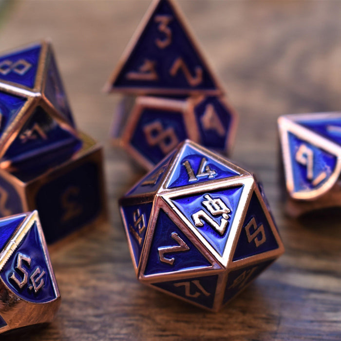 Elder Runes Cobalt And Bronze Metal Dice Set - Just $39.99! Shop now at Retro Gaming of Denver