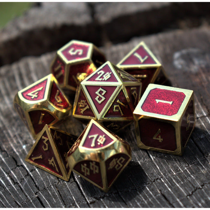 Elder Runes Crimson Blood And Gold Metal Dice Set - Just $39.99! Shop now at Retro Gaming of Denver