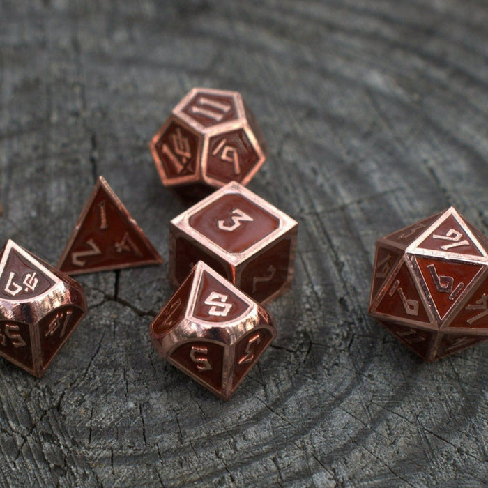 Elder Runes Hickory And Bronze Metal Dice Set - Just $39.99! Shop now at Retro Gaming of Denver