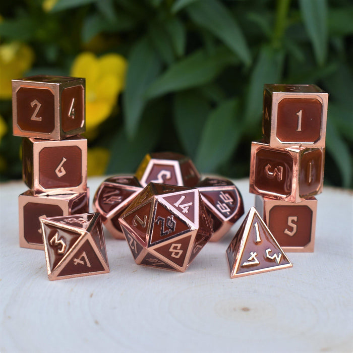 Elder Runes Hickory And Bronze Metal Dice Set - Just $39.99! Shop now at Retro Gaming of Denver