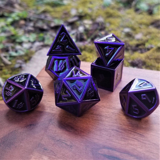 Elder Runes Purple Edged Metal Dice Set - Just $39.99! Shop now at Retro Gaming of Denver