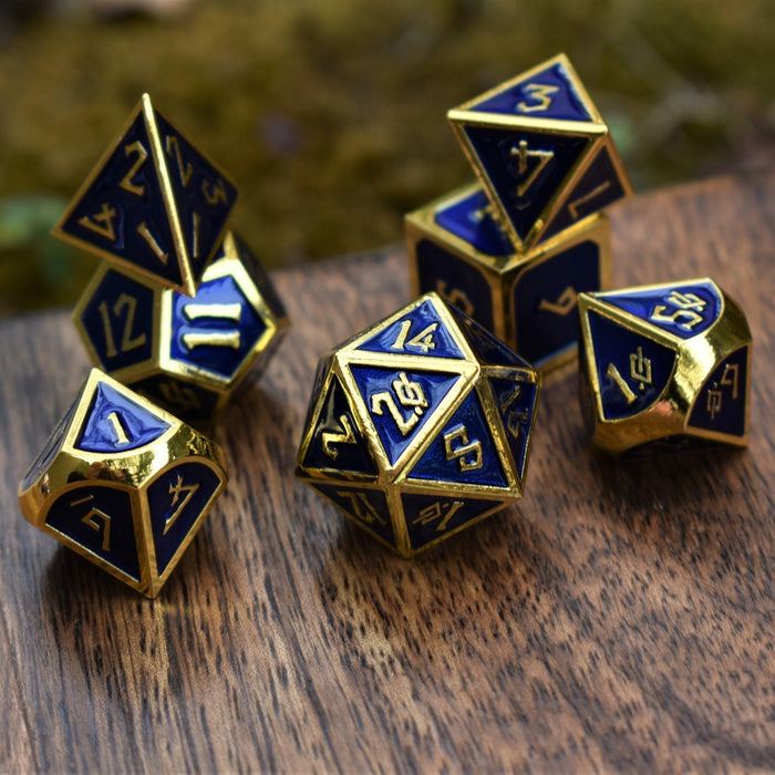 Elder Runes Royal Blue And Gold Metal Dice Set - Just $39.99! Shop now at Retro Gaming of Denver