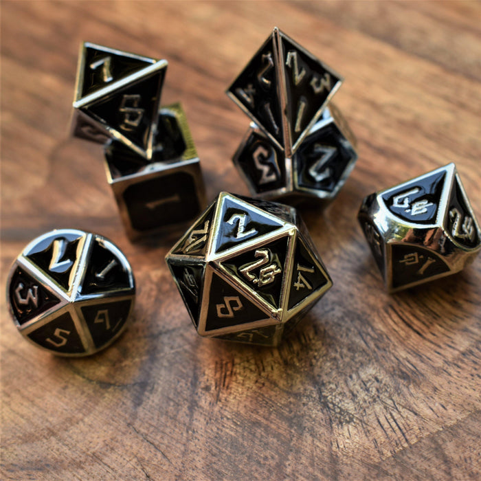 Elder Runes Silver And Shadow Metal Dice Set - Just $39.99! Shop now at Retro Gaming of Denver