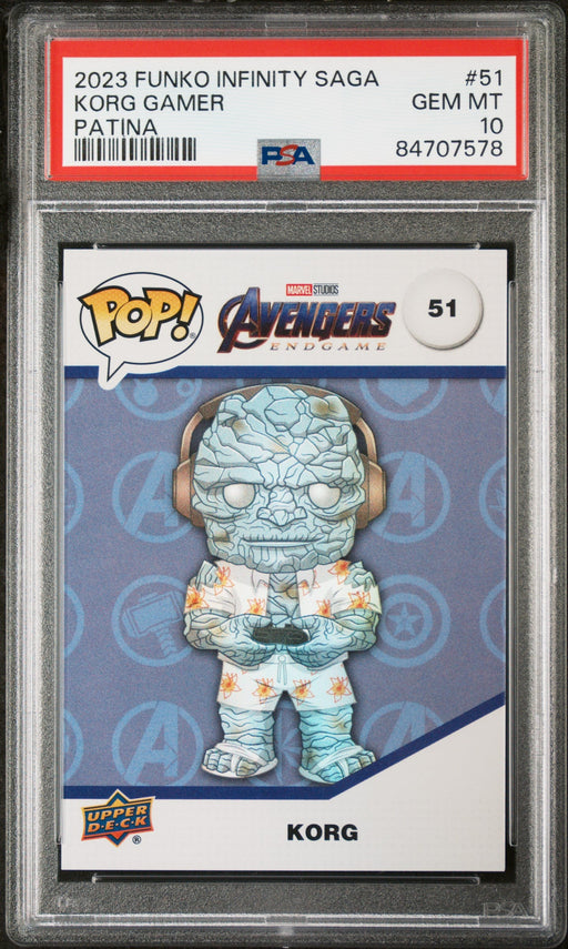 2023 UPPER DECK FUNKO POP MARVEL  KORG GAMER PATINA #51  PSA 10 - for just $54! 