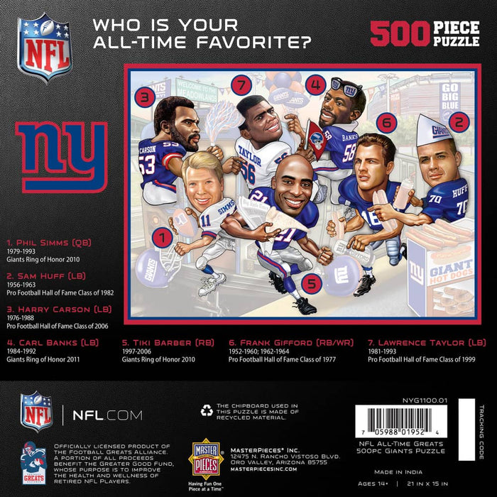 New York Giants - All-Time Greats 500 Piece Jigsaw Puzzle - for just $19.99! 