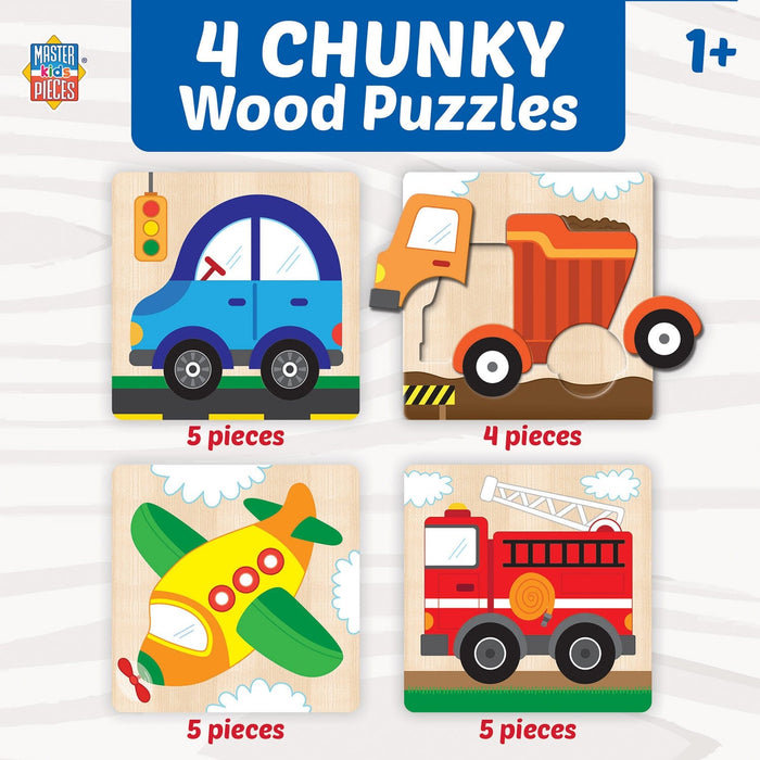 Vehicles Chunky Wood Puzzles - Kids 4-Pack - for just $16.99! 