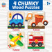 Vehicles Chunky Wood Puzzles - Kids 4-Pack - for just $16.99! 