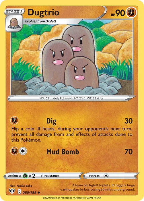 Dugtrio (085/189) [Sword & Shield: Darkness Ablaze] - for just $0.10! 