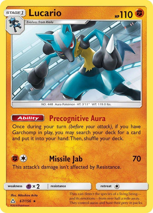 Lucario (67/156) (Theme Deck Exclusive) [Sun & Moon: Ultra Prism] - for just $1.35! 