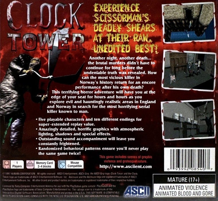Clock Tower – PlayStation 1 (PS1) - for just $0! 