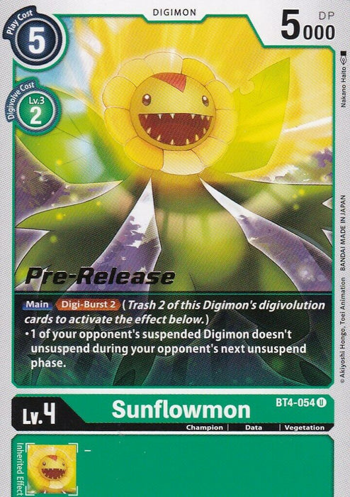 Sunflowmon [BT4-054] [Great Legend Pre-Release Promos] - Just $0.10! Shop now at Retro Gaming of Denver