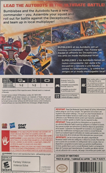 Transformers Battlegrounds – Nintendo Switch (NS) - for just $15.99! 