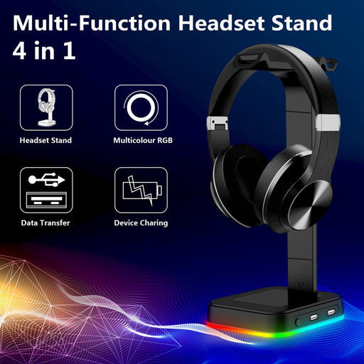 Desktop Gamer 2 In 1 RGB Headphone Stand Power Strip Desk Gaming Headset Holder With 2 USB Charging Earphone Hanger - for just $67.20! 