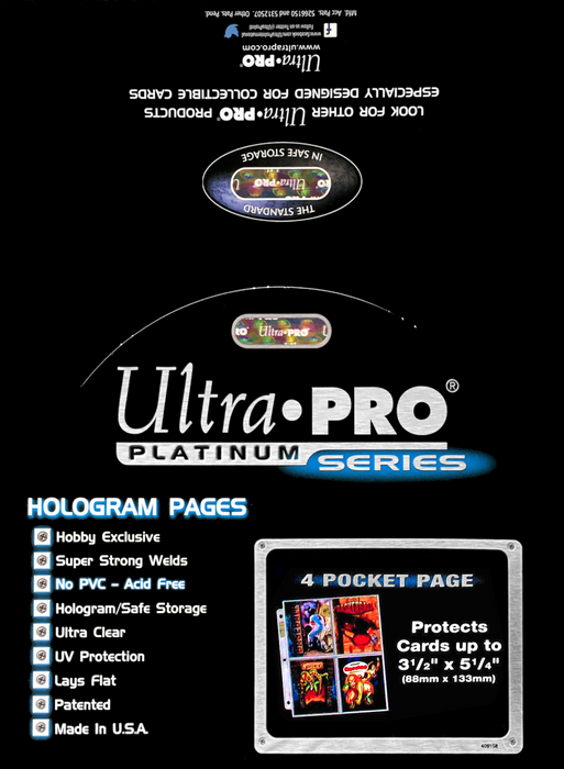 Ultra PRO: Platinum Hologram 4-Pocket Pages - 3-Holes (3.5" x 5" / 100-Pack) - for just $0! 