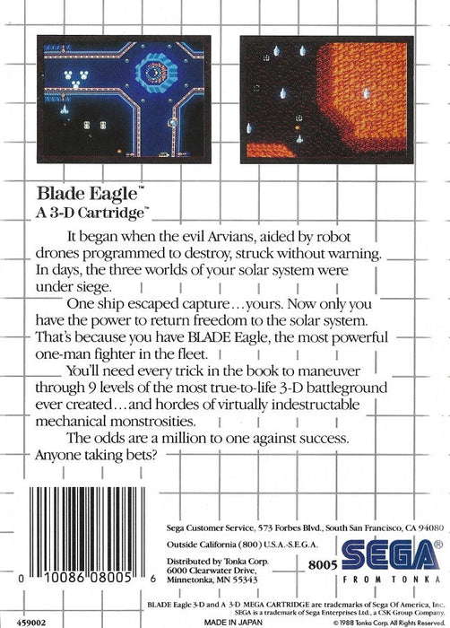 Blade Eagle 3D – Sega Master System (SMS) - for just $15.99! 