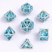 Skull's Grin Hollow Metal Dice Set - Glow in the Dark Blue - for just $89.99! 