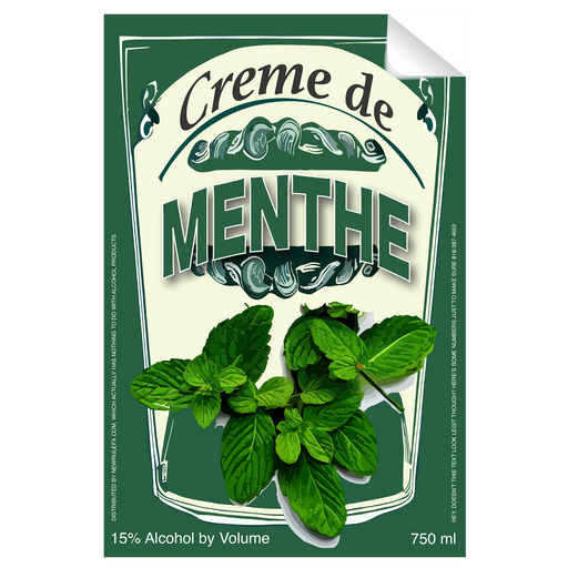 Creme De Menthe Single Self Adhesive Label - License and Royalty Free for Film Use - for just $3! 