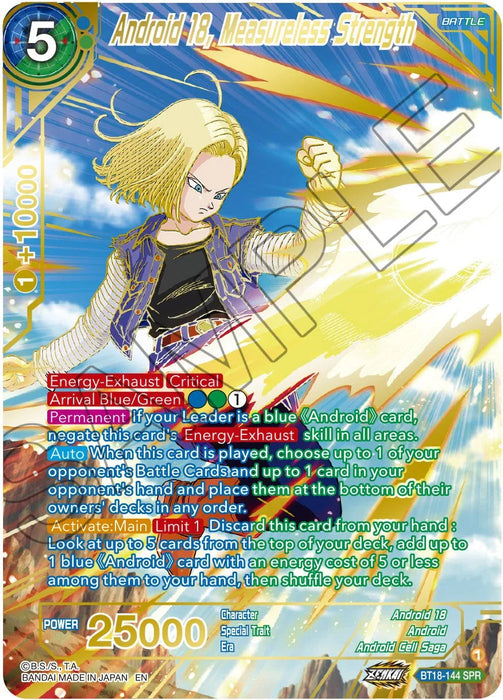 Android 18, Measureless Strength (SPR) (BT18-144) [Dawn of the Z-Legends] - for just $1.60! 