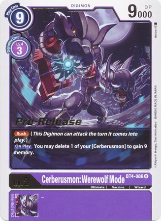 Cerberusmon: Werewolf Mode [BT4-086] [Great Legend Pre-Release Promos] - Just $0.75! Shop now at Retro Gaming of Denver