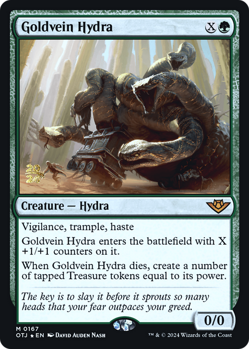 Goldvein Hydra (PRE-167) - Outlaws of Thunder Junction Promos Foil - for just $3.17! 