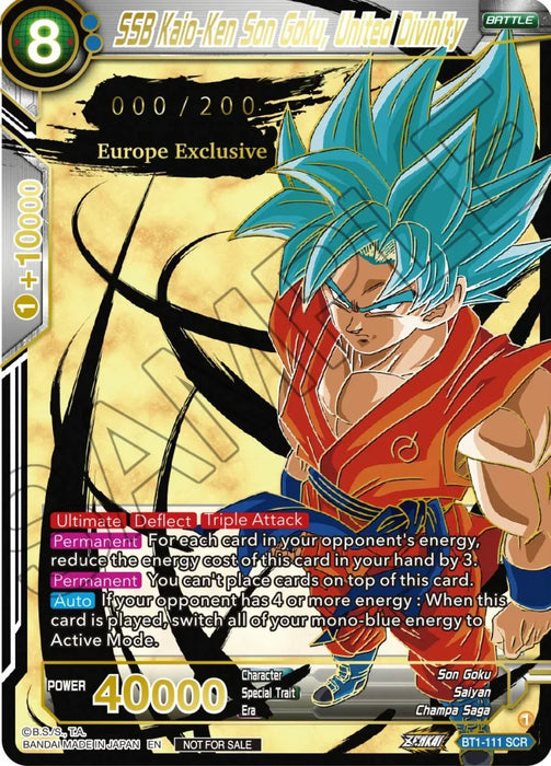 SSB Kaio-Ken Son Goku, United Divinity (European Zenkai Cup Top 16) (Serial Numbered) (BT1-111) [Tournament Promotion Cards] - for just $1111.15! 