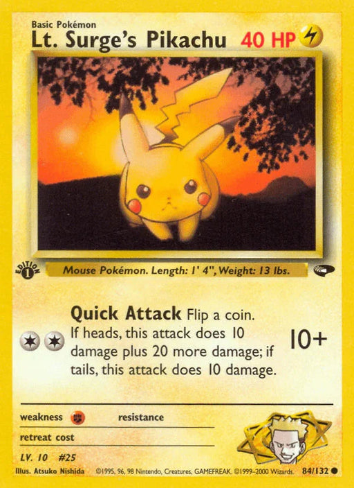 Lt. Surge's Pikachu (84/132) [Gym Challenge 1st Edition] - for just $3.45! 