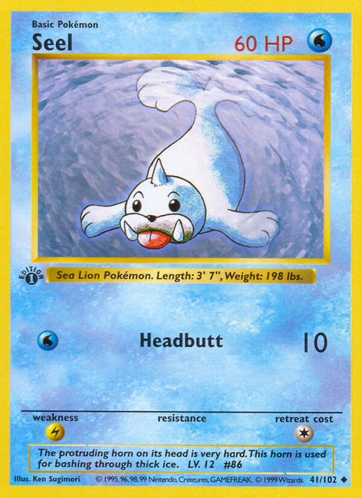 Seel (41/102) (Shadowless) [Base Set 1st Edition] - Just $5.75! Shop now at Retro Gaming of Denver