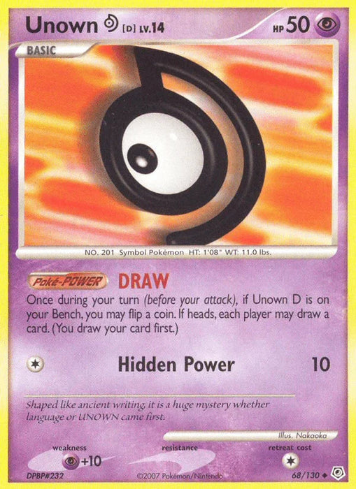 Unown D (68/130) [Diamond & Pearl: Base Set] - for just $0.55! 