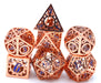 Copper with Blue Enamel Hollow Metal Gears of Providence Polyhedral Dice Set - for just $69.99! 
