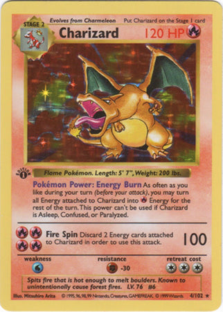 Charizard (4/102) (Shadowless) [Base Set 1st Edition] - Just $1923.25! Shop now at Retro Gaming of Denver