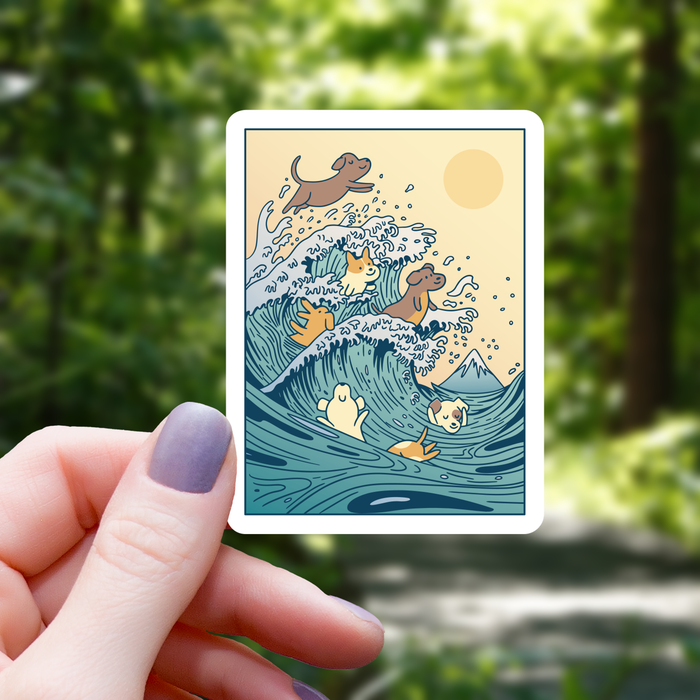 Dog Japanese Big Wave Sticker - 3" - for just $3.50! 