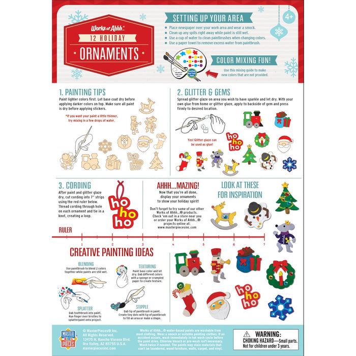 12 Holiday Ornaments Wood Craft & Paint Kit - Just $24.99! Shop now at Retro Gaming of Denver