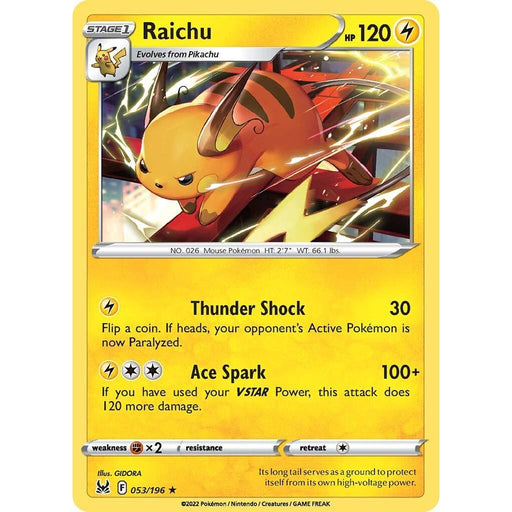 Raichu (053/196) [Sword & Shield: Lost Origin] - Just $0.05! Shop now at Retro Gaming of Denver