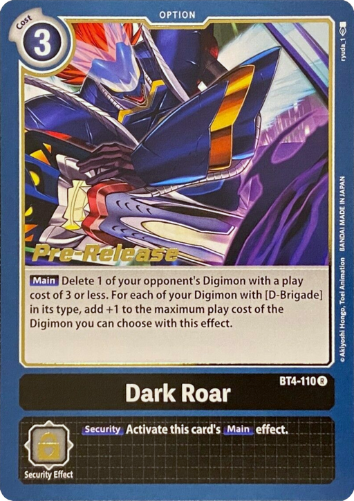 Dark Roar [BT4-110] [Great Legend Pre-Release Promos] - Just $0.10! Shop now at Retro Gaming of Denver