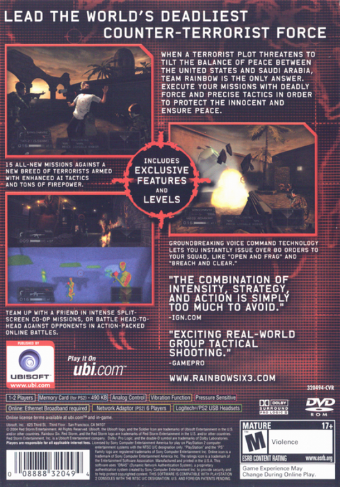 Tom Clancy's Rainbow Six 3 – PlayStation 2 (PS2) - for just $5.99! 