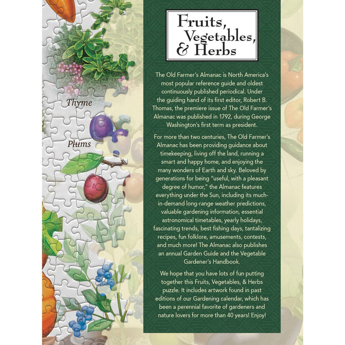 Farmer's Almanac - Fruits, Vegetables, & Herbs 1000 Piece Jigsaw Puzzle - for just $16.99! 