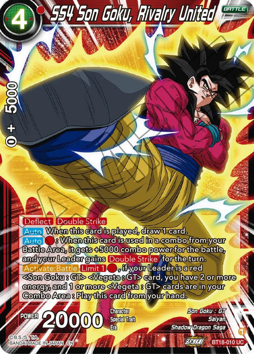SS4 Son Goku, Rivalry United (BT18-010) [Dawn of the Z-Legends] - for just $0.10! 