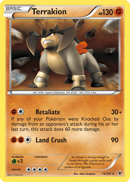 Terrakion (73/101) [Black & White: Noble Victories] - for just $1! 
