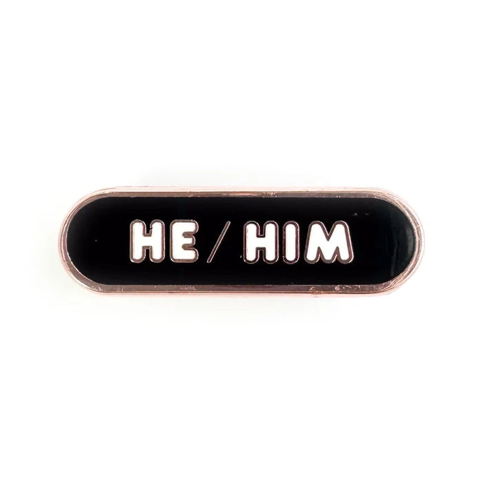 Pride Pals Pronoun Enamel Pin - He/Him (Black) - for just $10! 