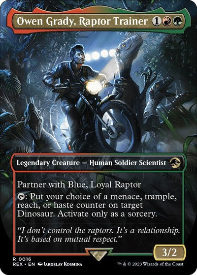 Owen Grady, Raptor Trainer (Borderless) (Universes Beyond: Jurassic World Collection) Near Mint Foil - for just $6.55! 
