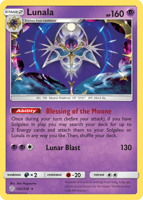 Lunala (102/236) [Sun & Moon: Cosmic Eclipse] - for just $0.60! 