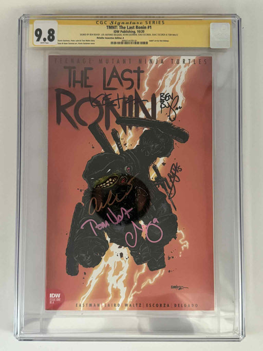[Signed by Ben Bishop | Luis Antonio Delgado | Kevin Eastman | Esau Escorza | Isaac Escorza | Tom Waltz] TMNT: The Last Ronin #1 CGC 9.8 Yellow Label Eastman Exclusive Var - for just $400! 